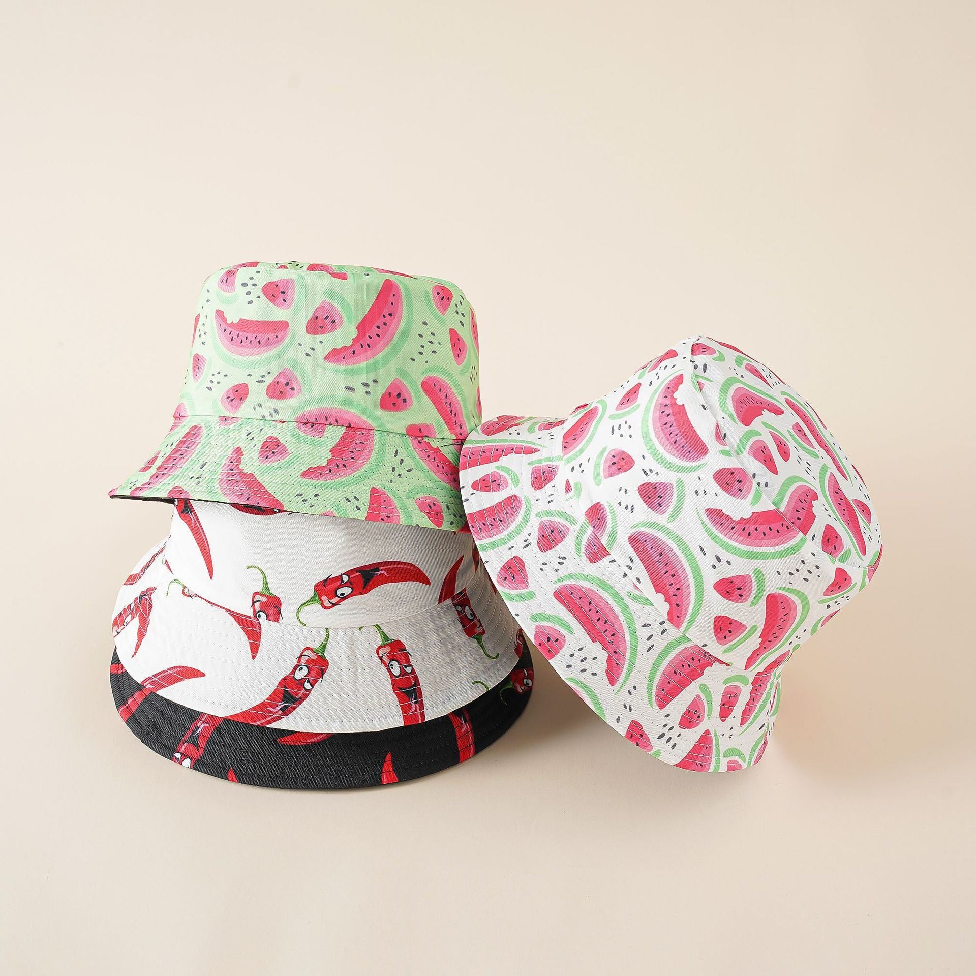 Watermelon hat new pattern fisherman hat women summer outdoor printing double-sided sun hat couple leisure Doba